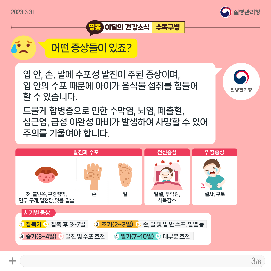 3.수족구병의 주요증상